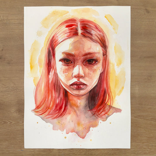 Red Portrait Study - Original Painting